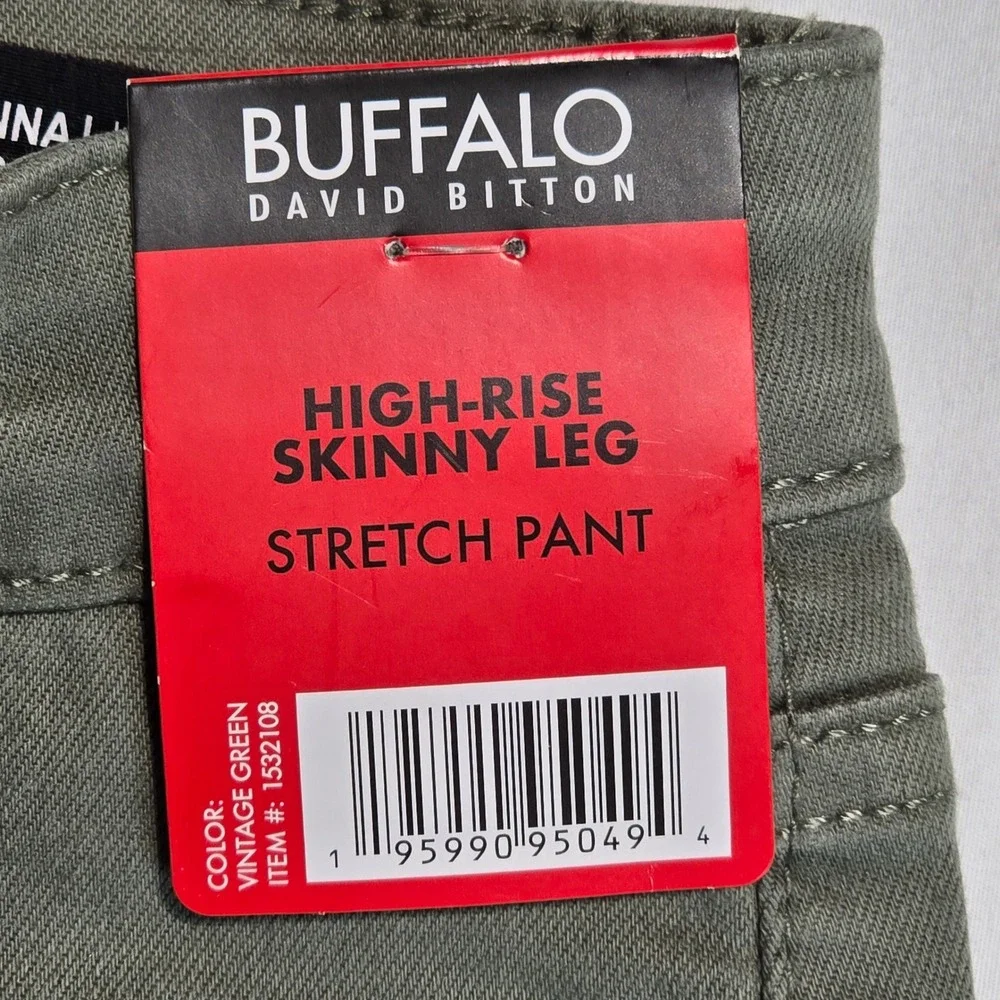 Buffalo David Bitton Hannah High Rise Skinny Stretch Pants Vintage Green 8/29